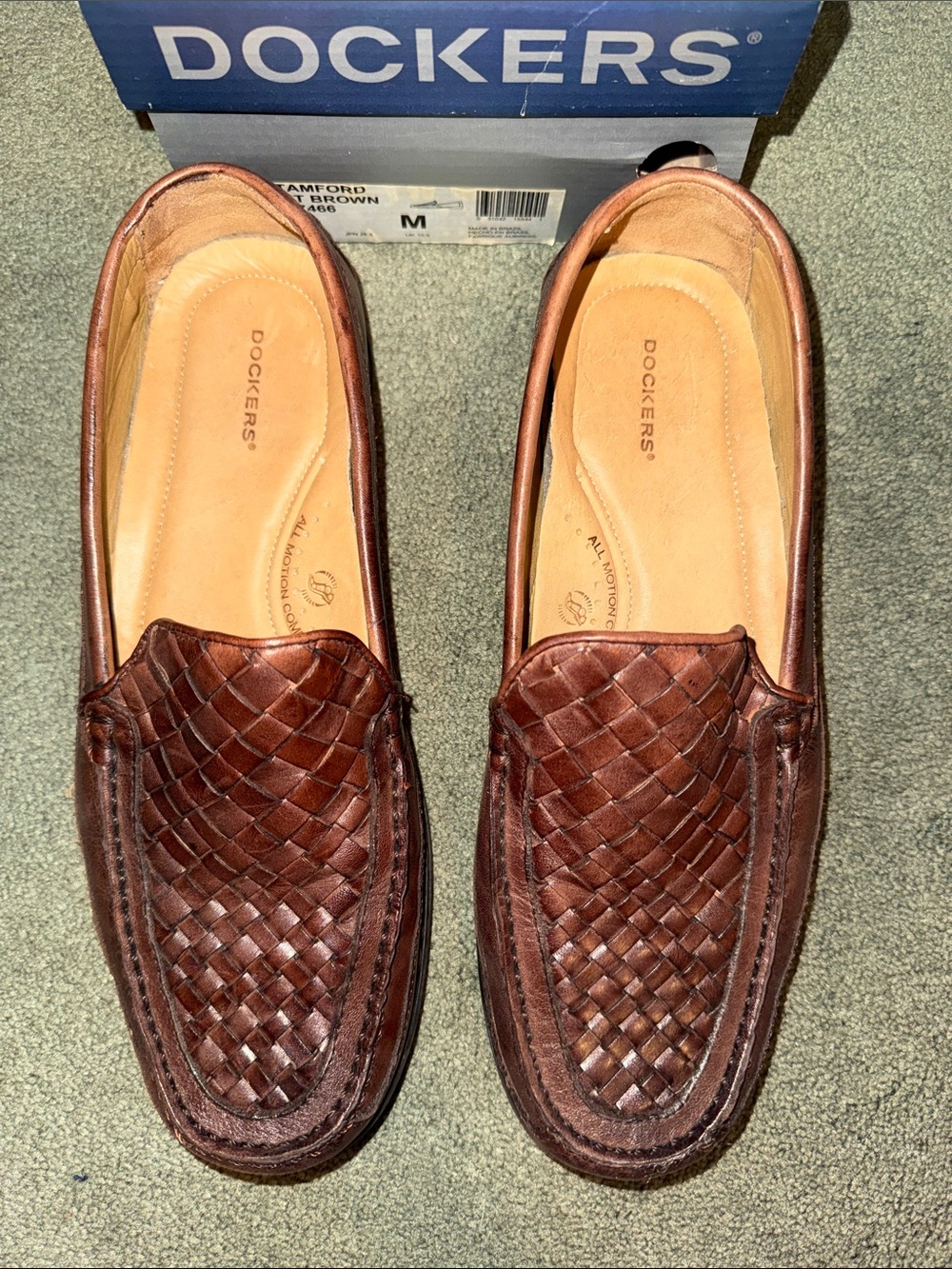 Dockers Brown Woven Leather Slip-On Loafers - Picture 2 of 8